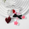Charming Acrylic Keychain Accessory Attractive Bowknot and Star Strawberry Key Rings Heart Keychain for Daily Use
