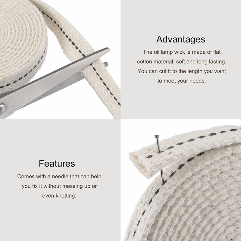 Uxcell 10 метров Фитиль для керосиновой лампы Плетеный хлопковый Фитиль для масляной лампы Сердцевина фитиля Плоский хлопковый Для освещения масляной лампой Изготовление фонарей