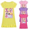 Kids Girls Anime Cartoon K-POP Rumi Zoey Mira Print Pleat Short Sleeve Casual Round Neck Dress