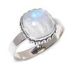 Natural Rainbow Moonstone Gemstone 925 Solid Sterling Silver Gift Ring S.9 S6d08