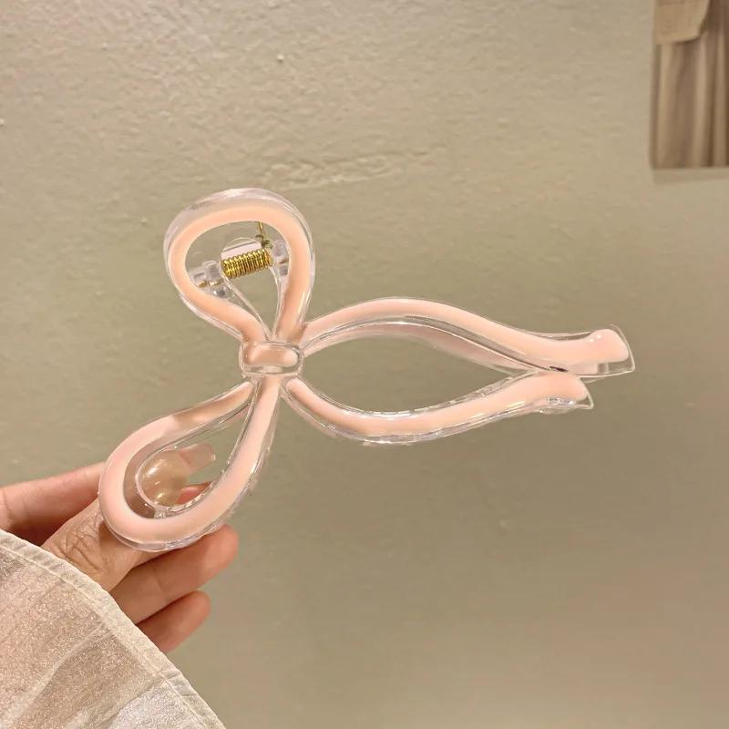 Acrylic Bow Crab Clips for Women Shark Jelly Clear Claw Clips Scissors Shape Clamp Barrette Hairpin Girls Hair Style Accessories