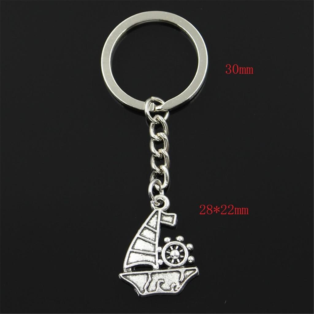 Fashion Ship Boat 28x22mm Pendant 30mm Key Ring Metal Chain Bronze Silver Color Men Car Gift Souvenirs Keychain