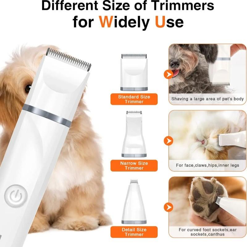 Dog Hair Clipper 4-in-1 Grooming Set Low Noise USB Rechargeable Pet Clipper Suitable for Large and Small Dogs Cats Professional Pet Grooming Clipper