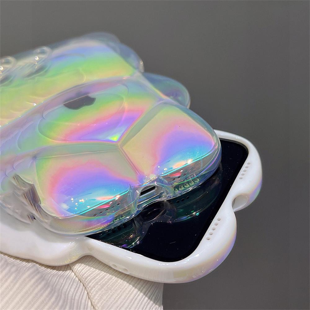 Прозрачный мягкий чехол для телефона с милым мультяшным 3d лазерным медведем для Iphone 14 12 11 13 Pro Max 11 12 13 14, защитный чехол для девочек, подарки, принципиально