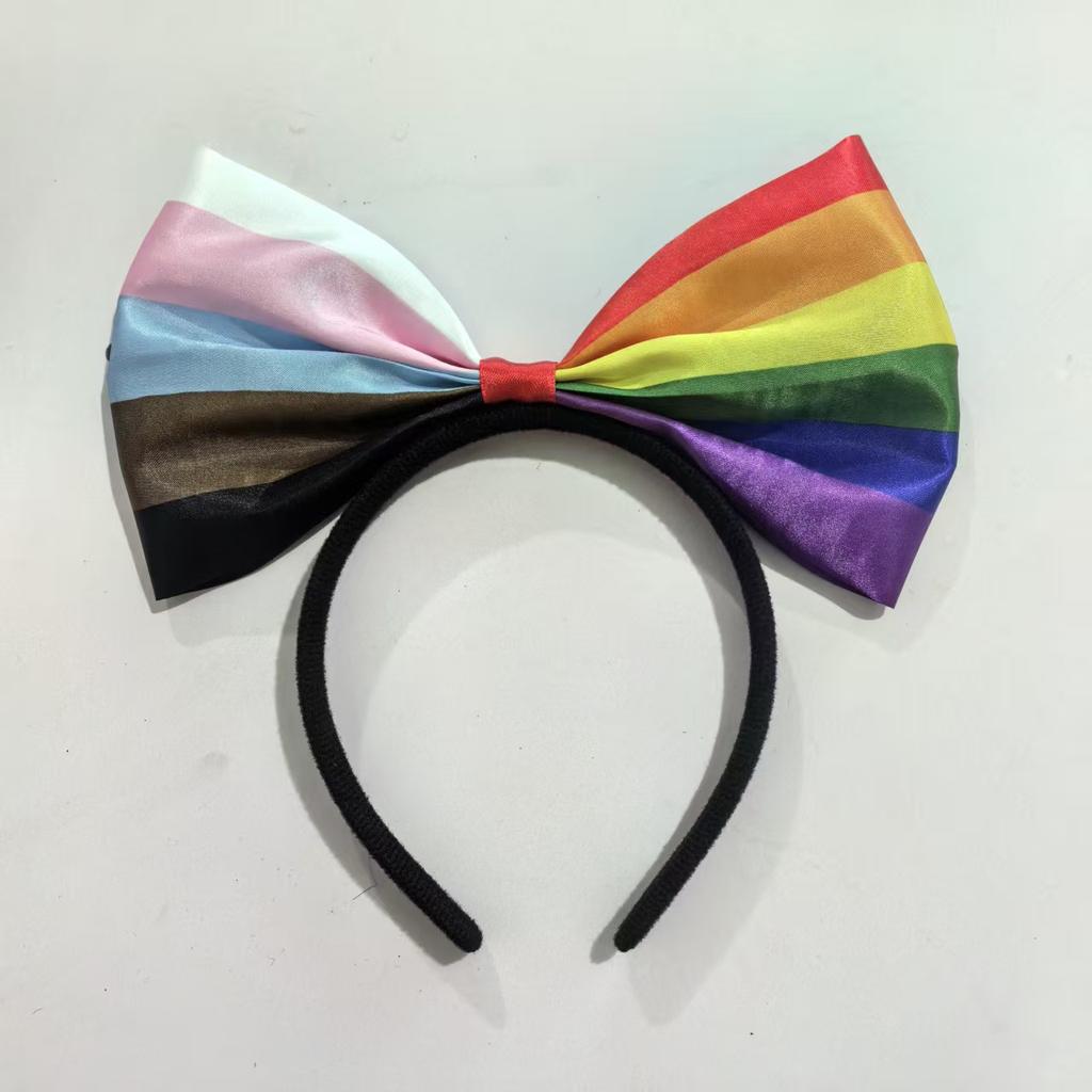 Cross Border Rainbow Bow Hairband Six Color Festival Party Dance Carnival Headwear