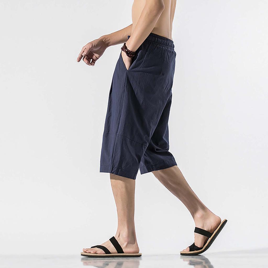 Мужские повседневные брюки, модные укороченные брюки, модные прямые мужские брюки с драпировкой