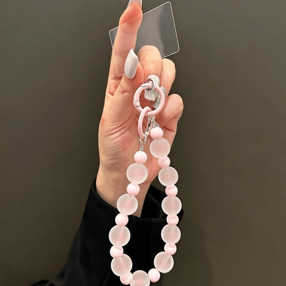 Frosted Skin-like Beaded Phone Lanyard Anti-lost Phone Charms Gifts Car Keychain For Women Girls