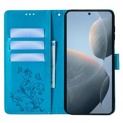 Чехол-книжка из ПУ кожи с рисунком бабочки и цветка для Xiaomi Redmi K70E 5G/Poco X6 Pro 5G