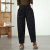 Korean Fashion Autumn Winter Women Jeans Plus Size Colorful Polka Dot Print Casual Loose Harem Pants Fleece Thick Warm Denim Trousers