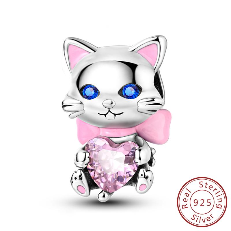 Шармы Подходят для Оригинального Браслета Медные Шармы Бусины Кошка Собака Животное Сердце Подвеска Для Женщин Изготовление Ювелирных Изделий Подарок