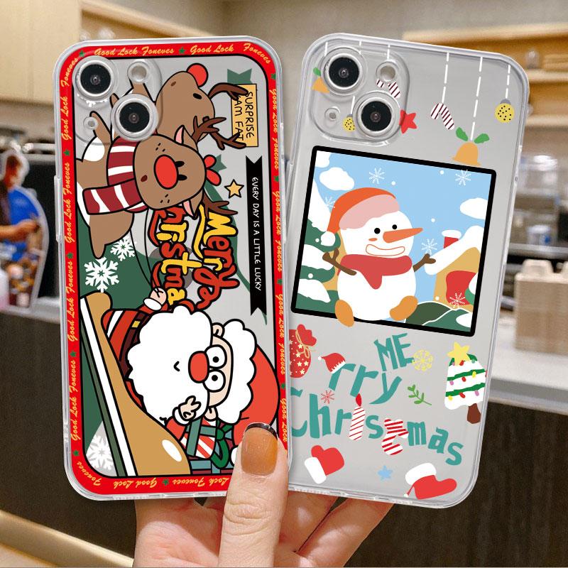 Рождественские подарки на Новый год чехол с изображением лося для iPhone 14 11 12 Pro 13 Pro Max XR XS X 6s 7 8 Plus SE 2020 13 Mini Роскошный прозрачный чехол