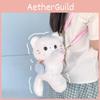 Cute Scarf White Cat Plush Doll Cartoon Shoulder Bag With Detachable Strap For Daily Use
