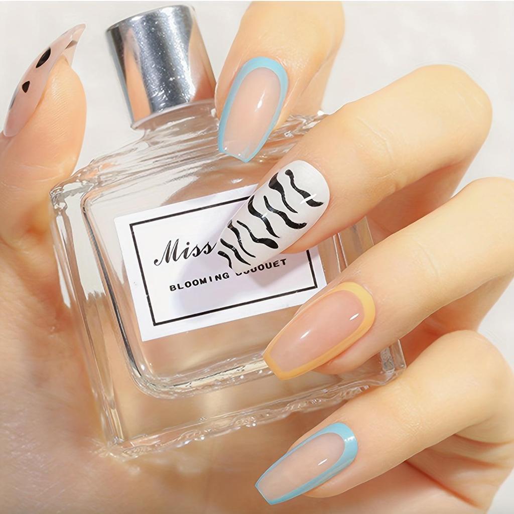 Съемные наклейки для нейл-арта в европейском и американском стиле - Простые, носибельные накладные ногти