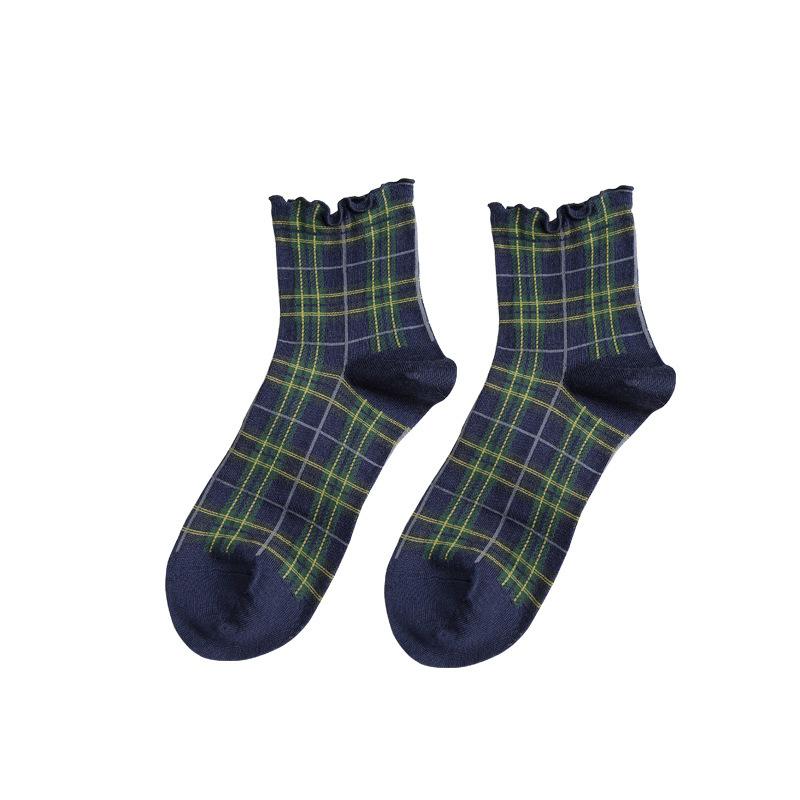 3 пары/лот Летние короткие носки Женские с бахромой Девочки Студенческий стиль Ретро Женственный стиль Хлопок JP Молодая леди Клетка Рюши