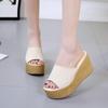 Летние женские маффины на платформе с танкеткой, с открытым носком, удобные дышащие шлепанцы, пляжные сандалии