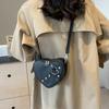 Vintage Y2K Small Chain Rivet Shoulder Bag Heart Shaped Purse Handbag Red PU Leather Gothic Tote Bag Fashion Women Crossbody Bag ARI
