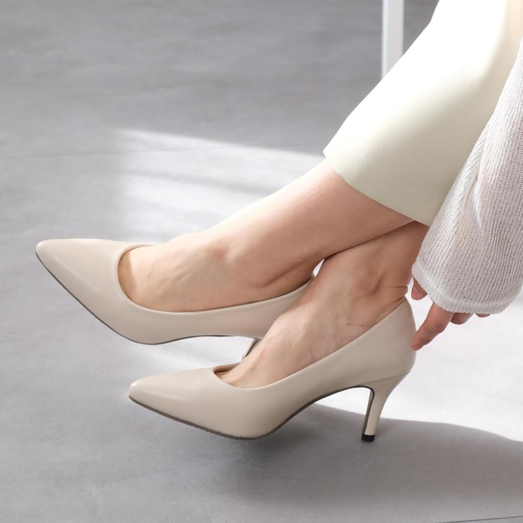 Туфли-лодочки для бега с острым носком, каблук 7 см, деловые туфли-лодочки CX1105 [AmiAmi] женские (черный (Гладкий; плавный), 23,5см - 24,0см)