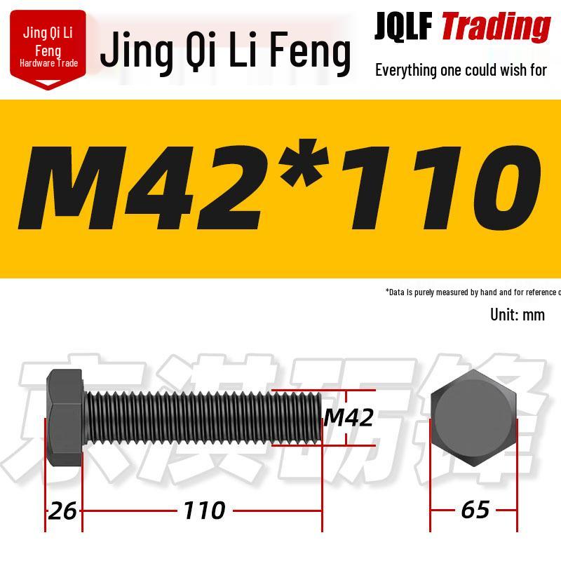 12.9 Grade High-Strength Blackened Hex Bolt M22-M48