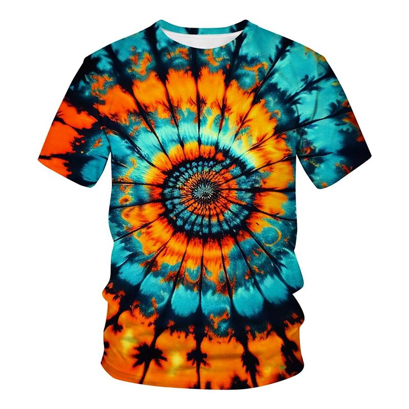 Plus Size Tie-dye 3D Print Pattern T-shirt Personality Street Colorful Design T Shirts Men's Clothes Street Fashion New Tee Top