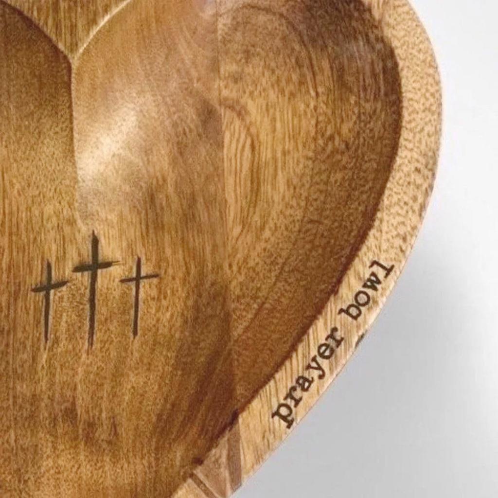 Wooden Heart Blessing Bowl Handcrafted Blessing Bowl With Cards, Dough Bowl With Blessing Cards, Religious Gifts, Heart Blessing Bowl, Christmas Gifts