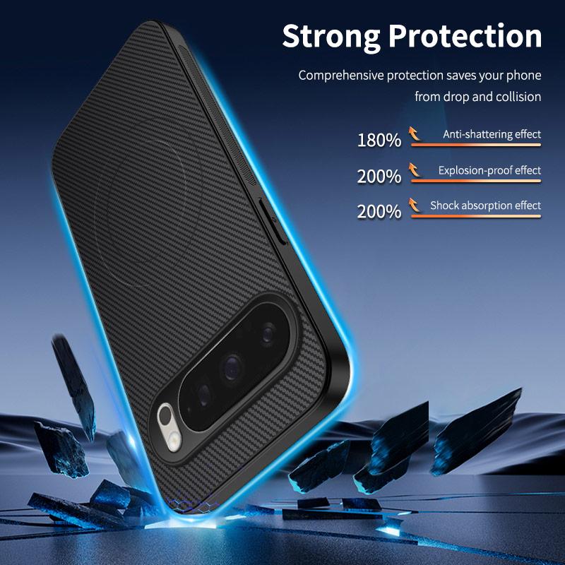 For Google Pixel 10 Pro XL Magnetic Case WANLONFENG TQ Series Carbon Fiber Texture PC TPU Phone Cover