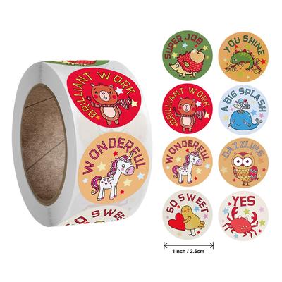 50-500 шт. Поощрительные наклейки с мультяшными животными, 8 видов дизайна для детей, школьных учителей, детских садов, детская игра для скрапбукинга, игрушки