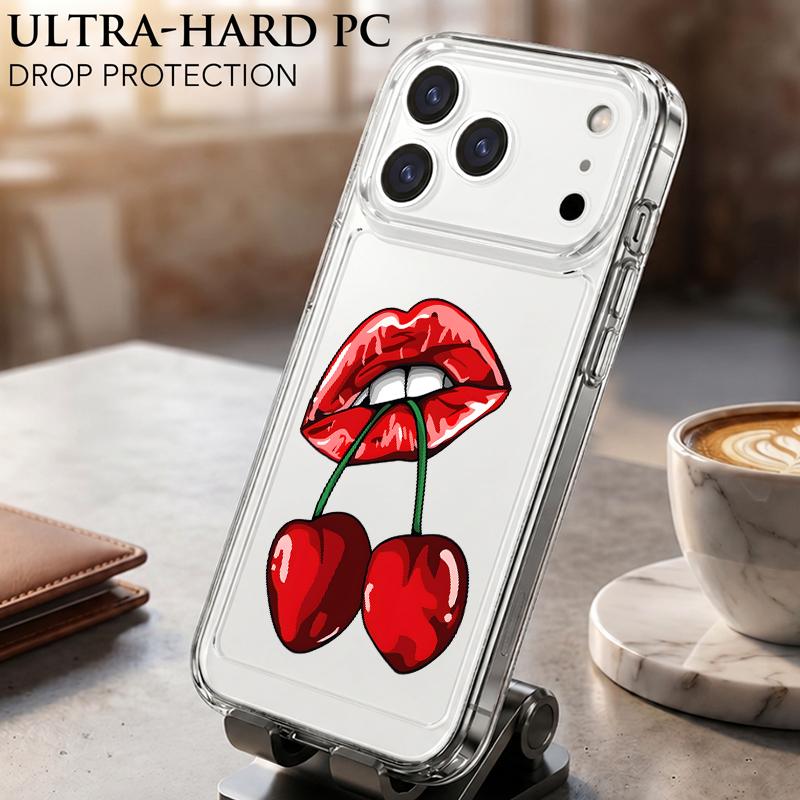 Чехол для iPhone 17 Pro Max Чехол iPhone 16 Pro Max 15 14 13 11 17E 16E Мультяшные Вишневые Фрукты Ударопрочный Прозрачный Мягкий ТПУ Силиконовый Чехол