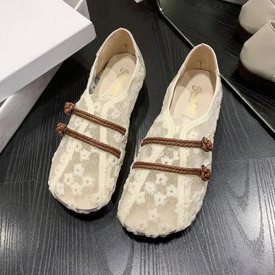 Модная женская обувь 2025 Лето Новая Сетка Полая Винтажная Легкая Повседневная Обувь Женские Балетки Комфорт Нескользящая Мягкая Подошва Обувь для Мам