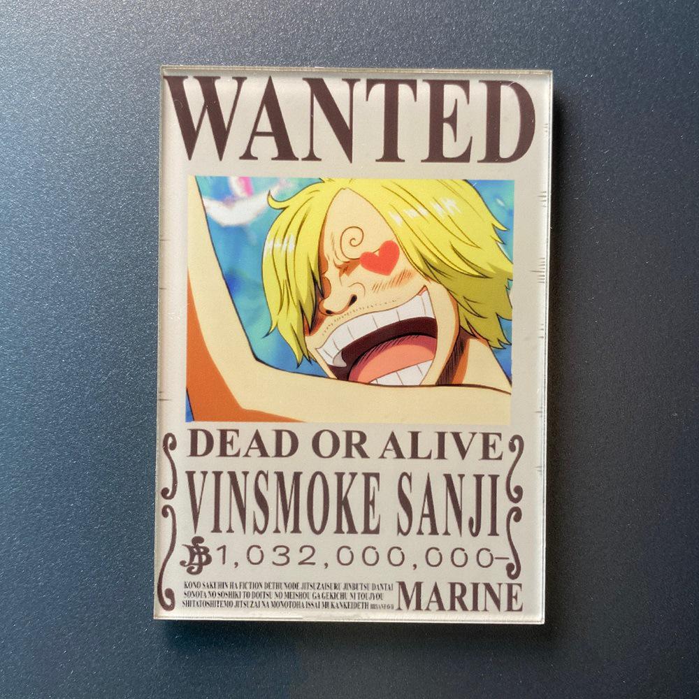 Creative One Piece Wanted Poster Magnet - Anime Cartoon Fridge Decor & Message Sticker