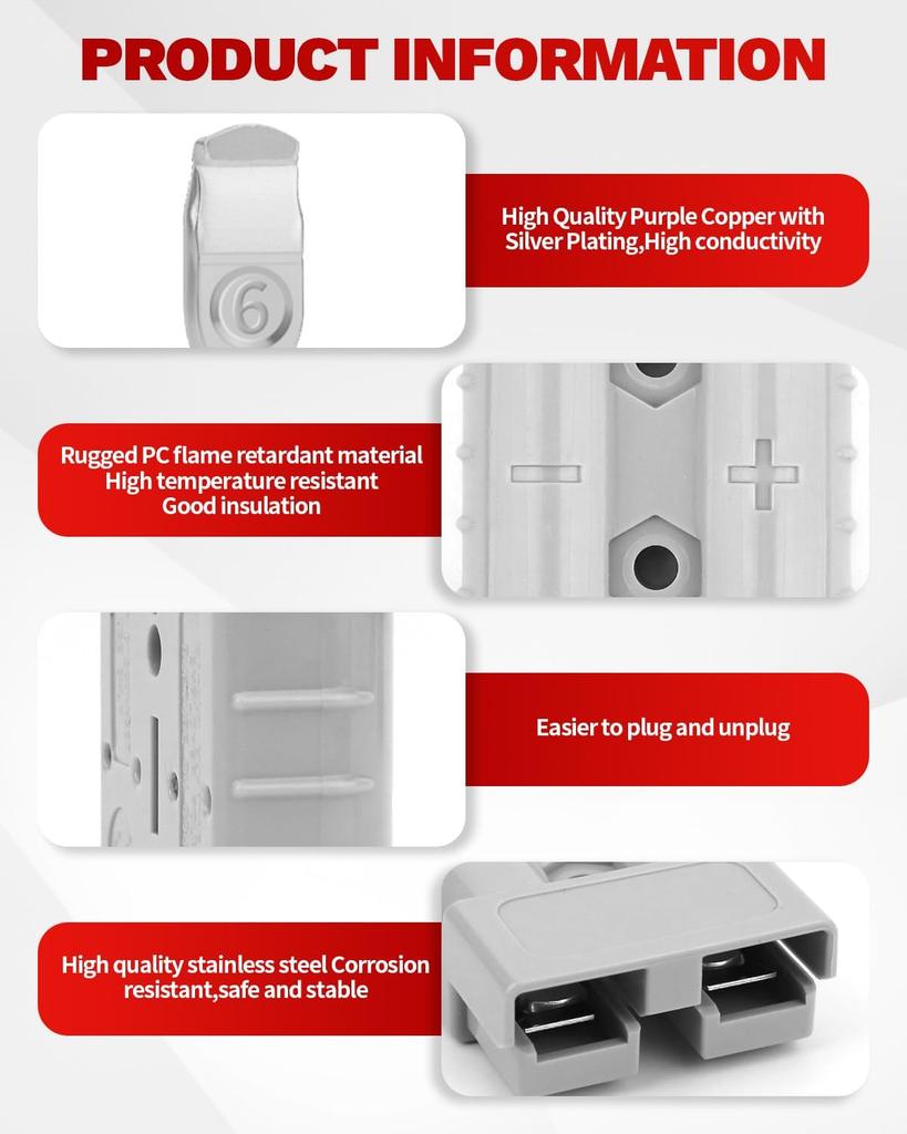 Xiaomi 1-10 шт. Коннекторы клемм аккумулятора 2-контактные 50A-600V Быстроразъемные коннекторы аккумулятора в стиле Anderson DC
