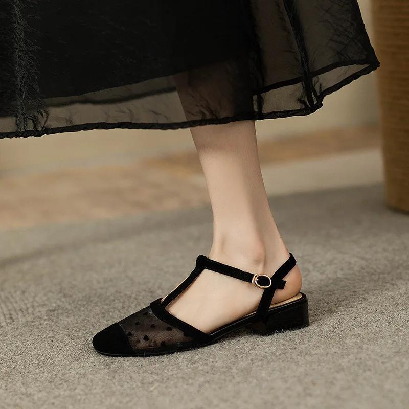 Женские летние сандалии Роскошные элегантные босоножки для женщин Тенденции 2024 года Удобные сетчатые босоножки на низком каблуке для активного отдыха