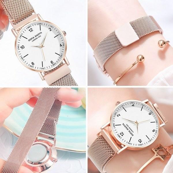 Женские магнитные металлические простые подарочные наручные часы, популярные корейские часы
