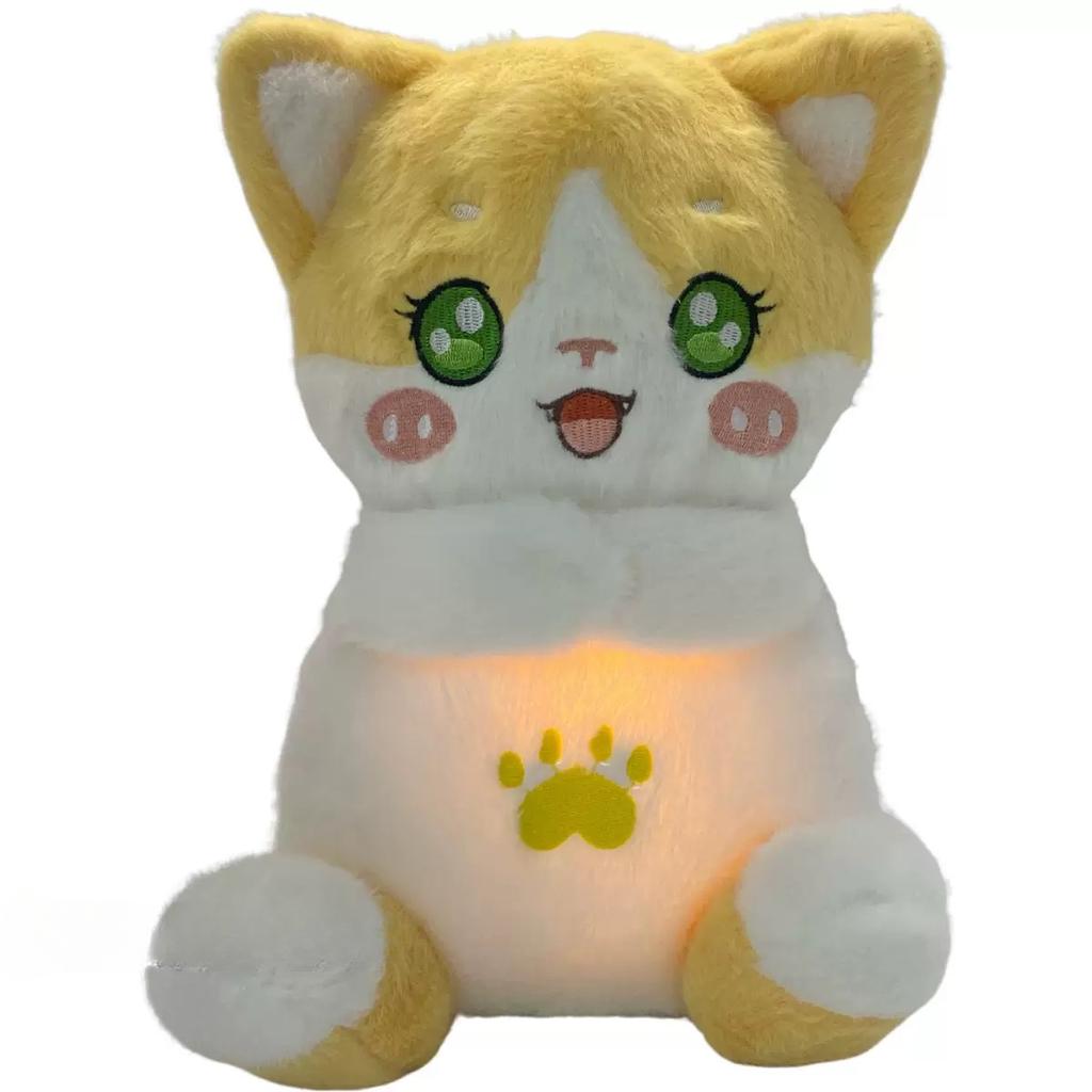 New Adjustable Fox Cat Doll Will Breathe, Luminous Music Soothes and Sleeps, Plush Doll Gives Girlfriend Gift