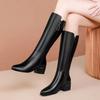 New Women Boots Zipper Thick High Heels Simple Fashion Thick High Heels Autumn Winter Woman Boots Knee High Botas
