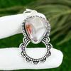 Pear Natural Mexican Laguna Lace Agate 925 Silver Bezel Wedding Pendant Jewelry