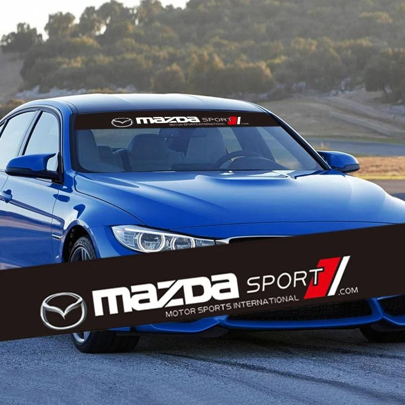 Mazda Windshield Sticker For 3 6 CX5 CX30 MX5 RX8 Waterproof Sunscreen Sport Decal Car Front Window Decor Refit Sticker FF26