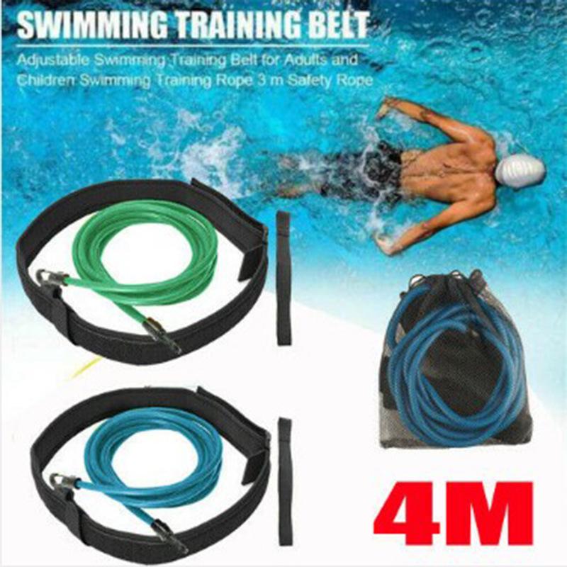 4m Adjustable Swim Training Resistance Elastic Belt Swimming Pool Exerciser Safety Rope Latex Tubes Fitness Workout Tether Strap Gear