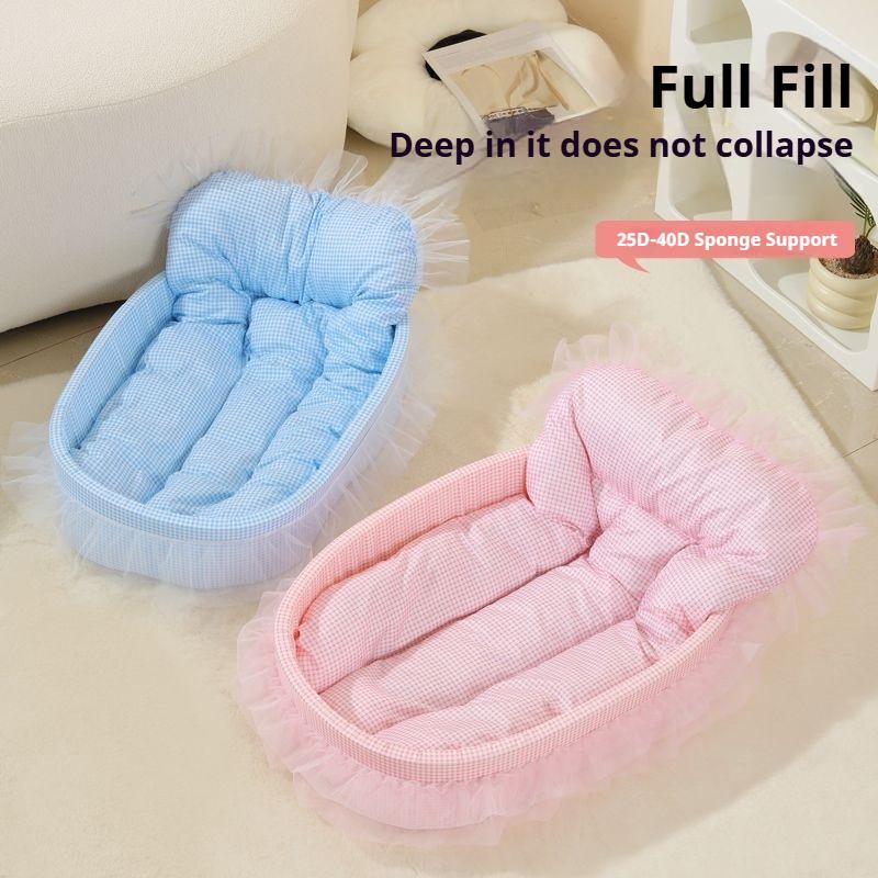 Мягкая тканевая лежанка для кошек и маленьких собак - Легкая, Легко чистится, Дизайн с защитой от налипания шерсти