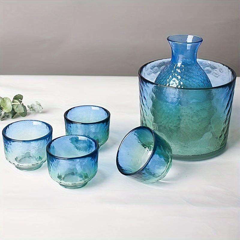 Набор для саке из кованого стекла в японском стиле, бутылка и чашки для саке, домашняя барная посуда