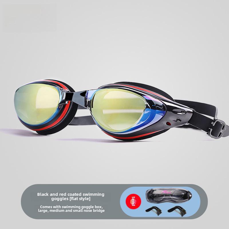 Женские очки для плавания с высокой четкостью для близорукости с набором шапочек — водонепроницаемые, с защитой от запотевания, большая оправа для мальчиков и детей