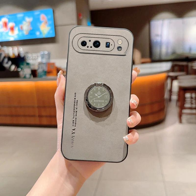 Для Google Pixel 9 Pro XL чехол-подставка из овчины с кольцом для телефона для Pixel 9Pro XL матовая защита линз противоударная задняя крышка