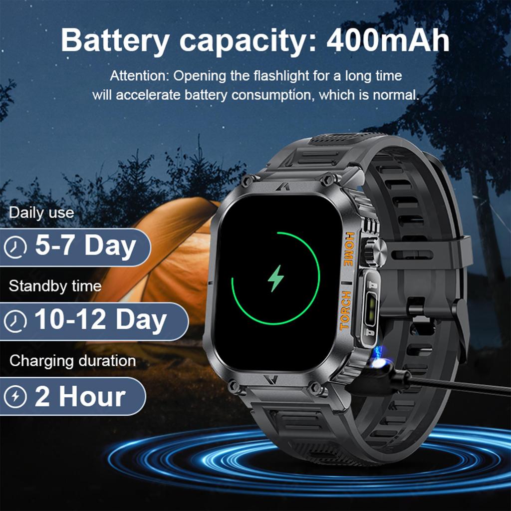 LIGE Умные часы со светодиодной подсветкой 2,02-дюймовый квадратный HD-экран Мониторинг здоровья Спорт на открытом воздухе Фитнес Водонепроницаемые умные часы для Android и IOS