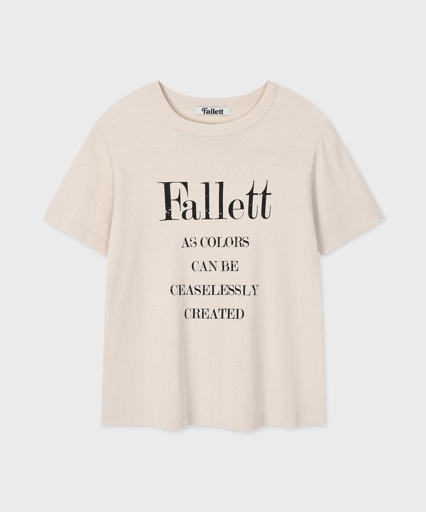 FALLETT Typography Short Sleeve T-Shirt Beige