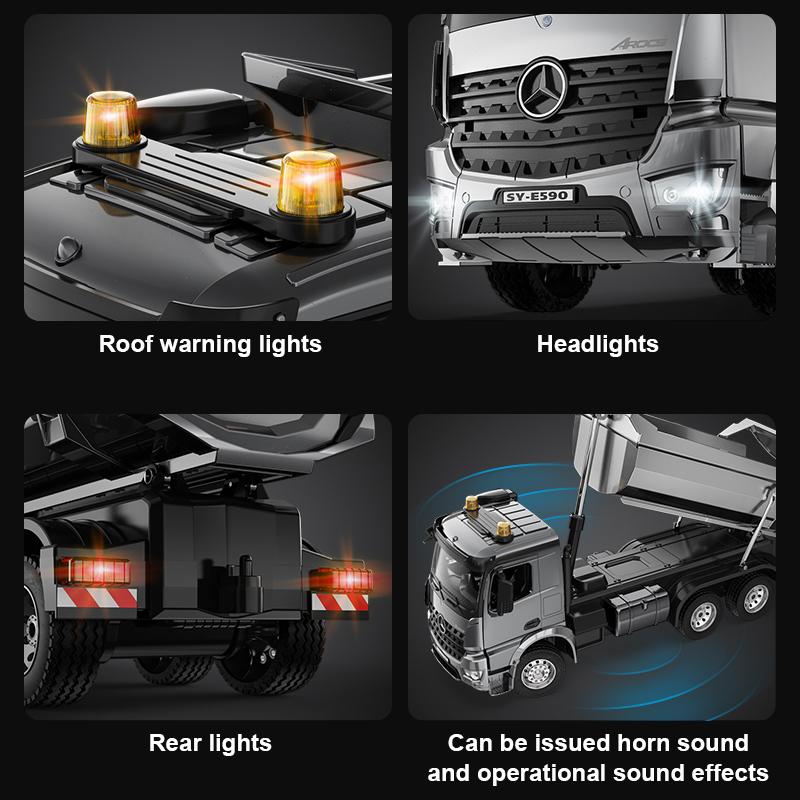 Non-Toxic Double E E590 1/20 Rc Dump Truck Crawlers Remote Control Car Model Electric Loader Alloy Engineering Vehicle Beach Toys Children