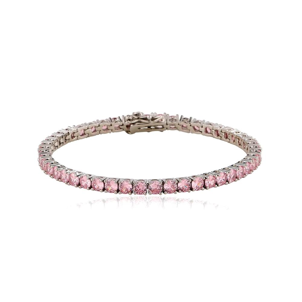 4mm Iced Out Single Row Colorful CZ Tennis Bracelet Brass Rhodium Plated Fashion Jewelry for Women Gift