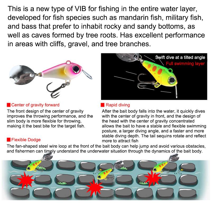 Vib маленькая небесная звезда вращающаяся с блестками 3,3 см 15 г японский стиль приманка для дорожного бегуна микрообъект маленькая фасоль Дин вращающаяся вибрация