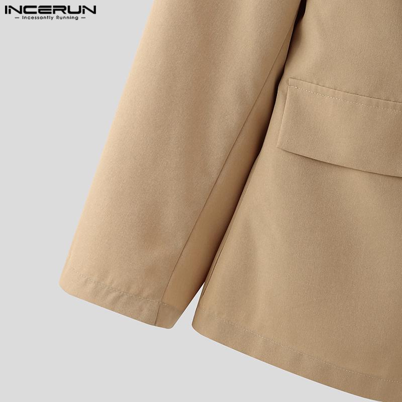 INCERUN Мужской тонкий пиджак с лацканами и длинным рукавом, повседневное пальто на одной пуговице