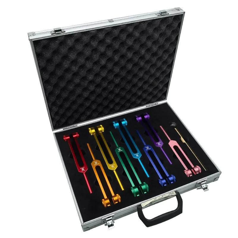Aluminum Alloy Tuning Forks Medical Eight Colored Set Healing Tuning Fork Diapason Therapy Musical Instruments Yoga Meditation Accessory