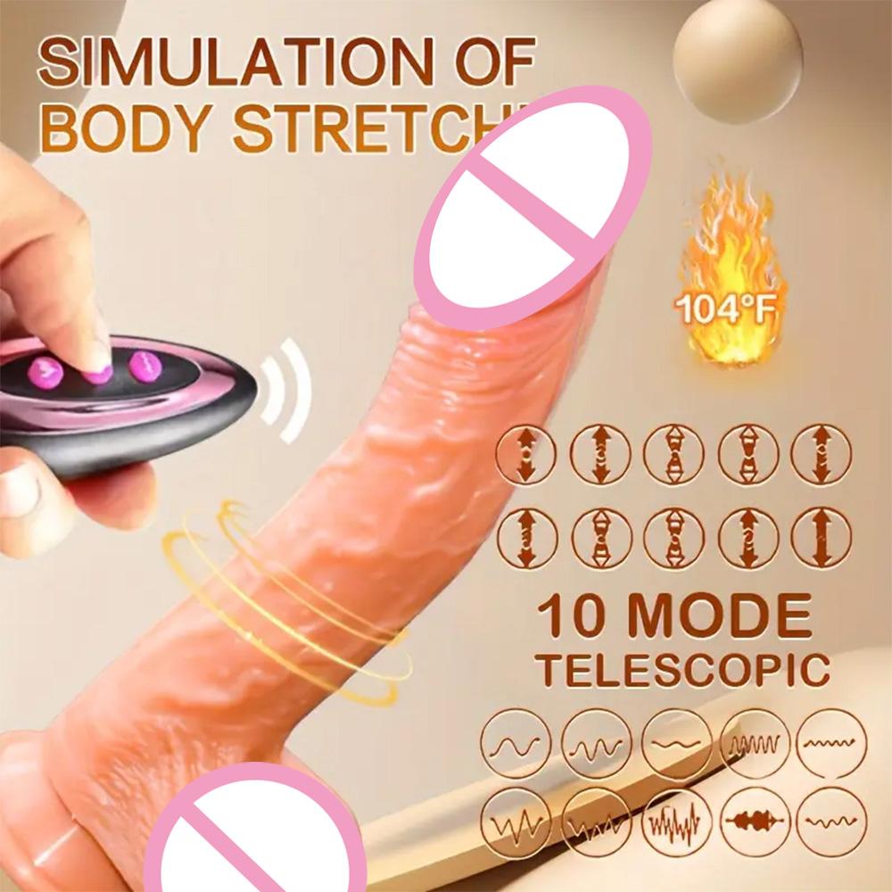 Реалистичный дилдо телескопический вибратор пенис двойное проникновение анальный вагинальный мастурбация искусственный член секс-машина секс-игрушки для женщин