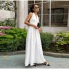 Женское летнее хлопковое длинное платье без рукавов сексуальное с V-образным вырезом бохо макси платье свободного фасона длинное платье одежда